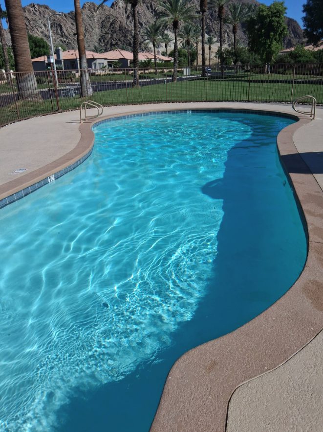 Community association pool below the Santa Rosa mountains on commercial service